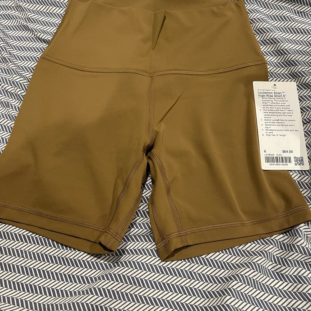 NWT lululemon align HR shorts 6” size 6 all spice